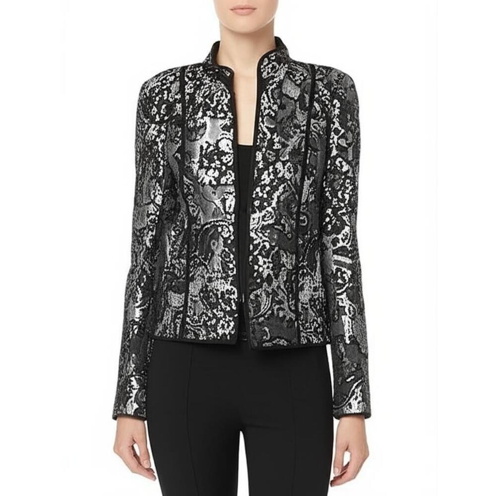 Womens‎ Black Open Blazer Jacket Lace Peplum Reversible Elegant Chic Size S/M